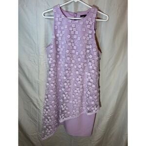 Alex Marie Womens Lilac Purple Floral Lace Asymmetrical Sheath Dress Size 8